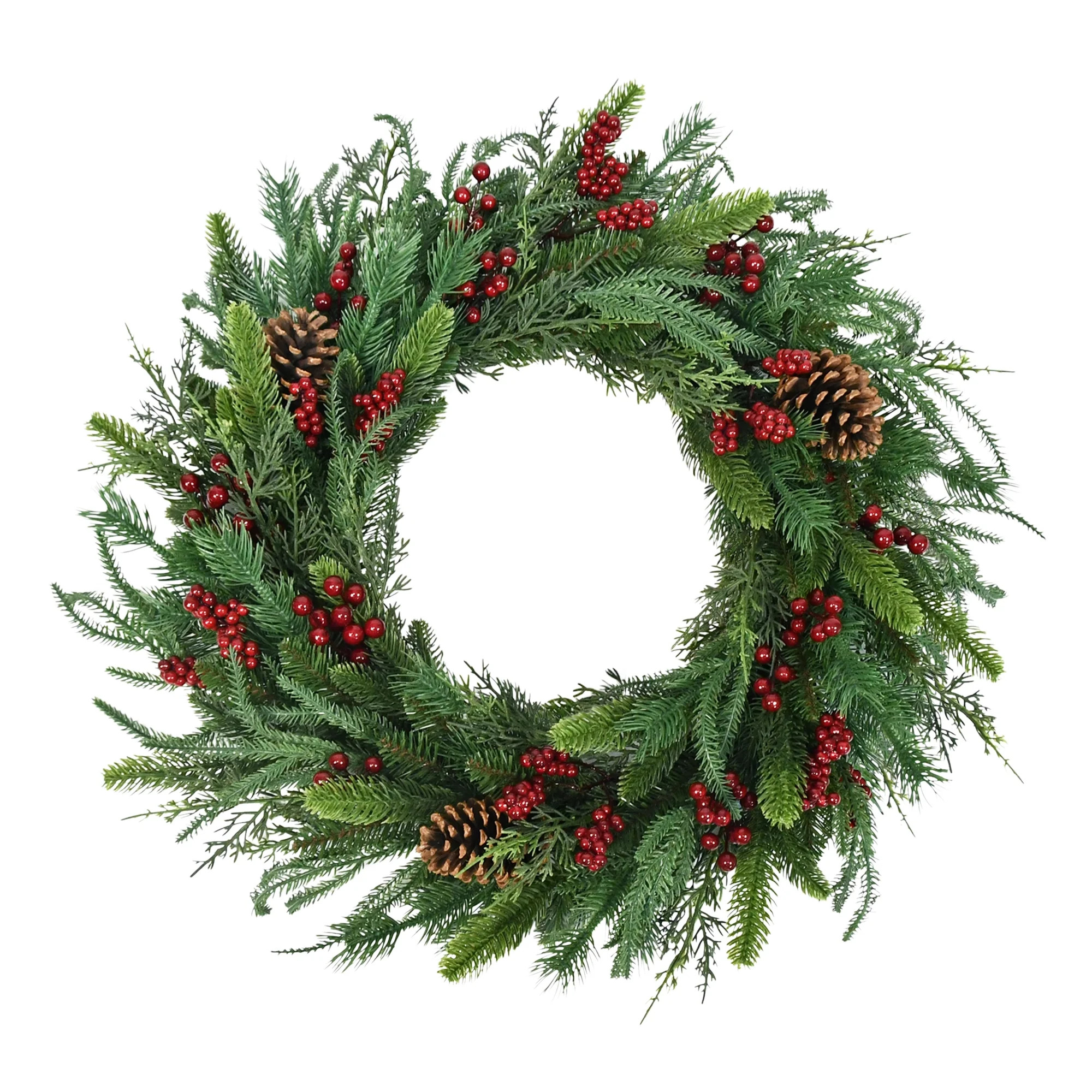 Fairfield Natural Feel Christmas Wreath, Green, 24", by Holiday Time | Walmart (US)