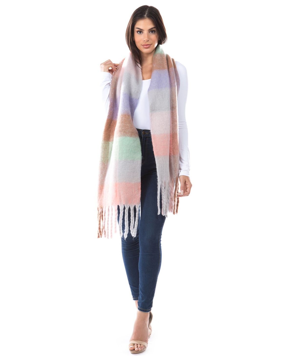 Marcus Adler Women's Plush Plaid Cozy Blanket Scarf | Macys (US)
