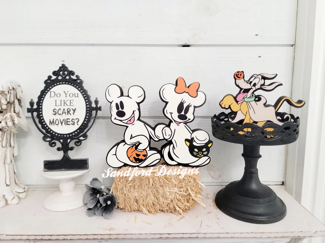 Mickey and Minnie Ghost Tiered Tray Decorations Disney Fall and Halloween Pumpkins - Etsy | Etsy (US)