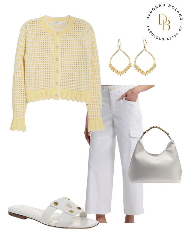 Yellow just has a way of making everything feel a little brighter ☀️💛 Paired with these white cargo pants and comfy slides, this look feels equal parts relaxed and put together. Perfect for those days when you want to be comfortable but still feel cute and polished ✨

Definitely leaning into easy spring style lately 🤍

#LTKootd #LTKSeasonal #LTKOver40