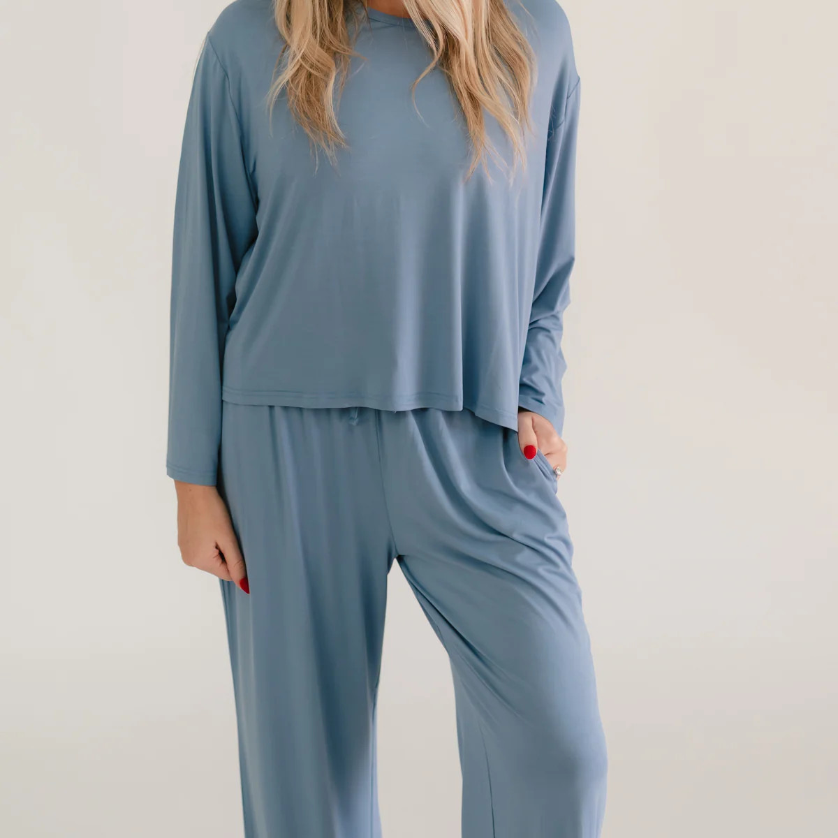Women's Long Sleeve and Pants Set In Infinity Blue | Silks Design