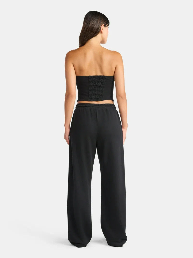 No Boundaries French Terry Tube Top and Pants Set, 2-Piece, Women's | Walmart (US)