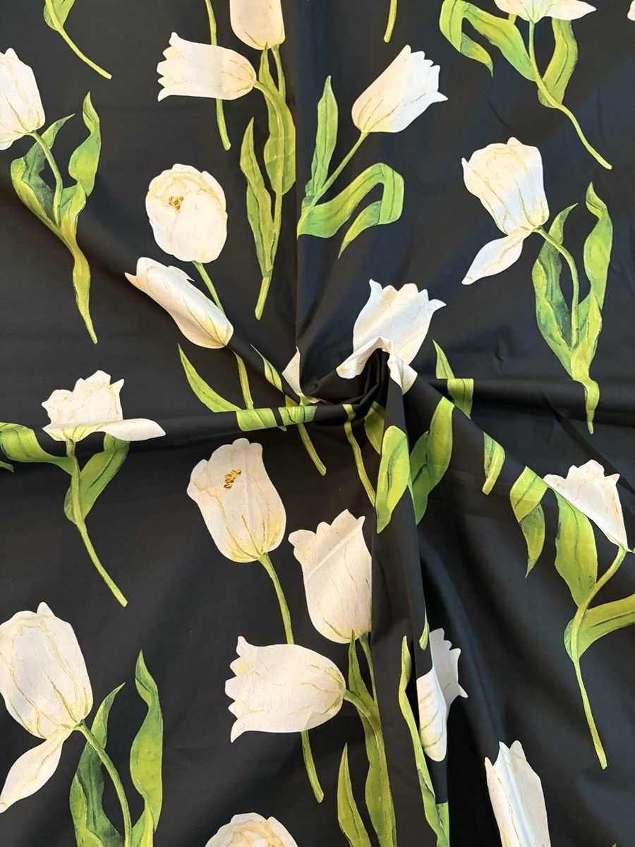 Oscar de La Renta Dress Deadstock Fabric Cotton Poplin Tulip | eBay US