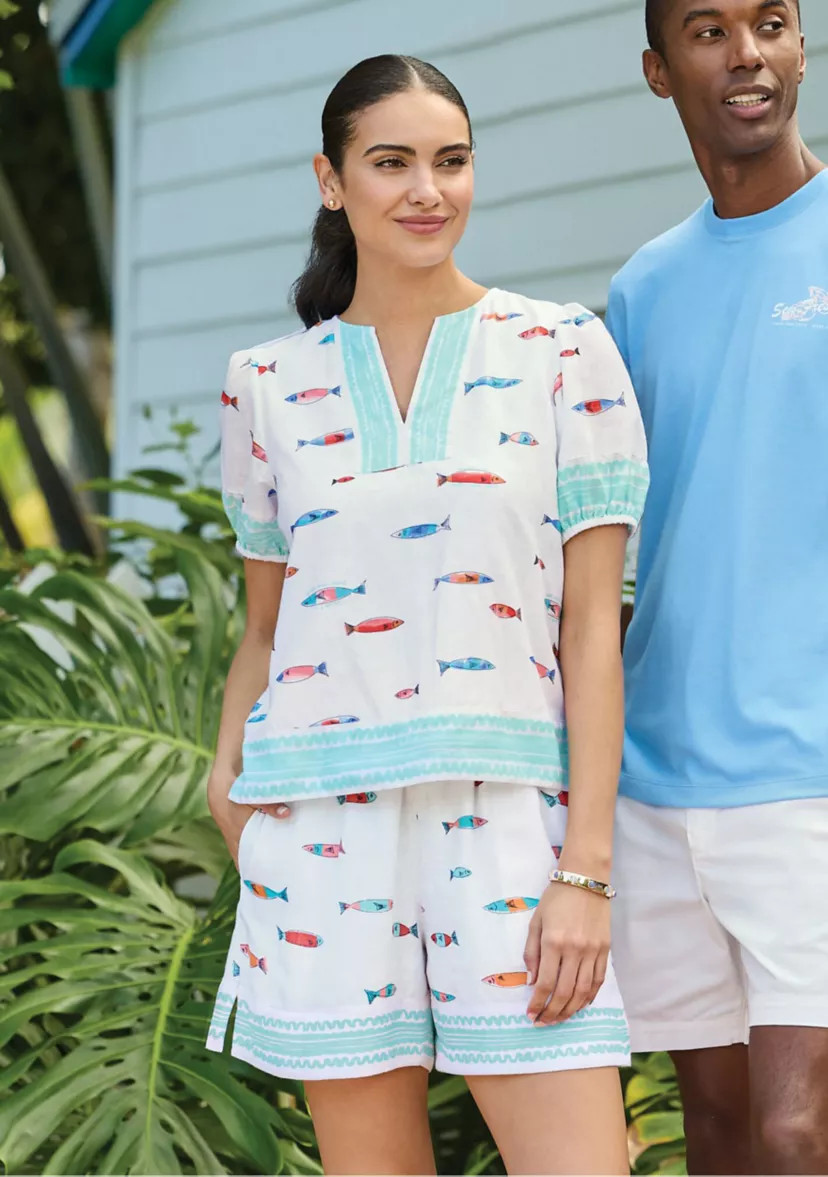 Sewing Down South x Crown & Ivy™ Current Smocked Waist Pull On Shorts | Belk