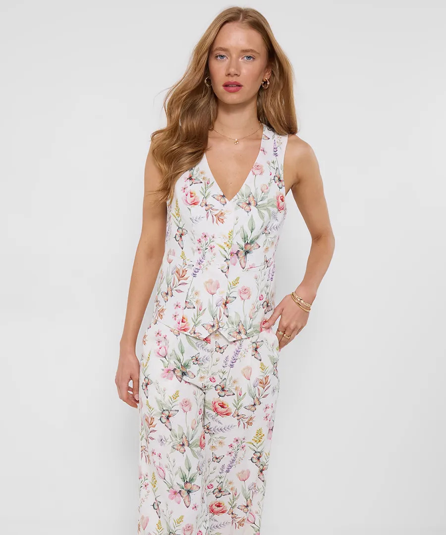 Beautiful Butterfly Linen Blend Waistcoat | Joe Browns
