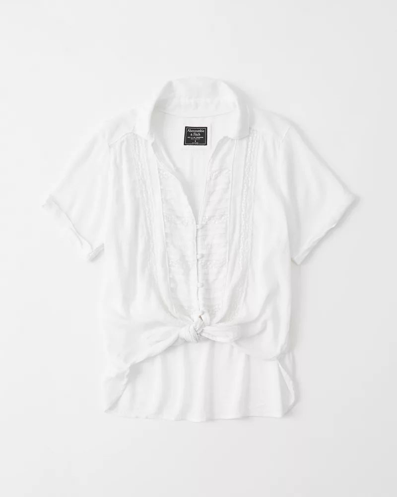 Short-Sleeve Tie-Front Top | Abercrombie & Fitch US & UK