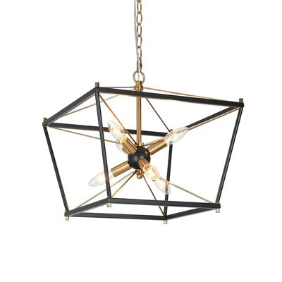 ZEVNI Byran 6-Light Black/Brass Industrial Chandelier | Lowe's