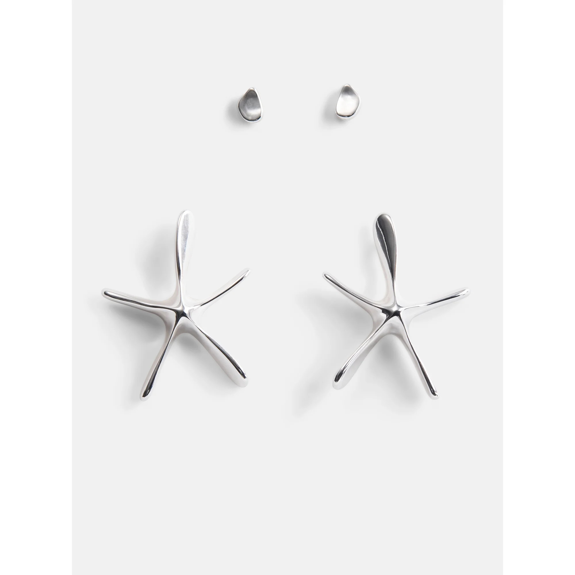 Scoop Women's Starfish Silver Tone Stud Earrings Set | Walmart (US)