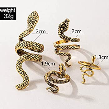 GRAEEN Snake Ring Vintage Snake Knuckle Rings Statement Biker Stackable Ring Reptile Serpent Band... | Amazon (US)