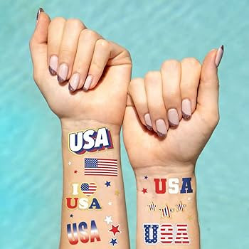xo, Fetti Fourth of July Decorations Tattoos - 70 styles | Red White and Blue Party Supplies, 4th... | Amazon (US)