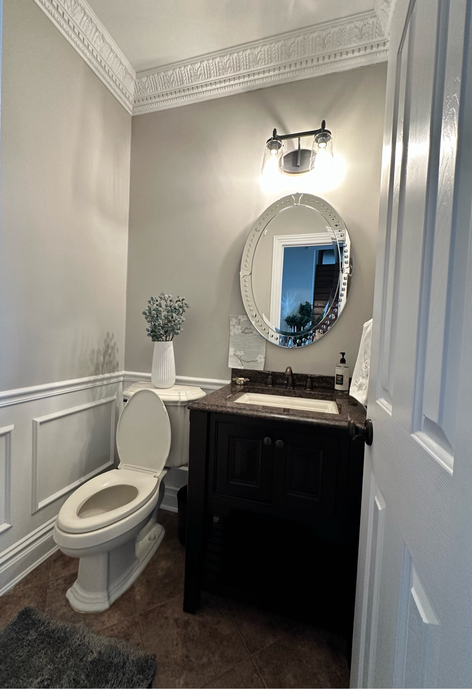 New year & some easy home improvements to the powder room- wainscoting & light fixture 

#LTKfindsunder100 #LTKstyletip #LTKhome