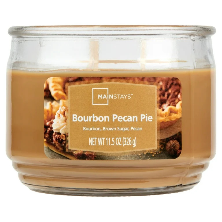 Mainstays Bourbon Pecan Pie Scented 3-Wick Glass Jar Candle, 11.5 oz | Walmart (US)