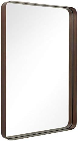 ANDY STAR Bronze Rectangular Wall Mirror | 24x36’’ Contemporary Stainless Steel Metal Frame Rounded  | Amazon (US)
