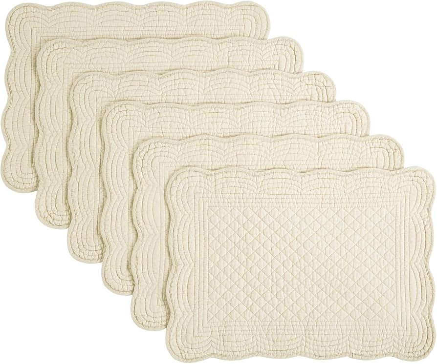 HOMBYS Quilted Placemats Set of 6 Washable-13x18 inches Rectangular Placemats for Kitchen Table-1... | Amazon (US)