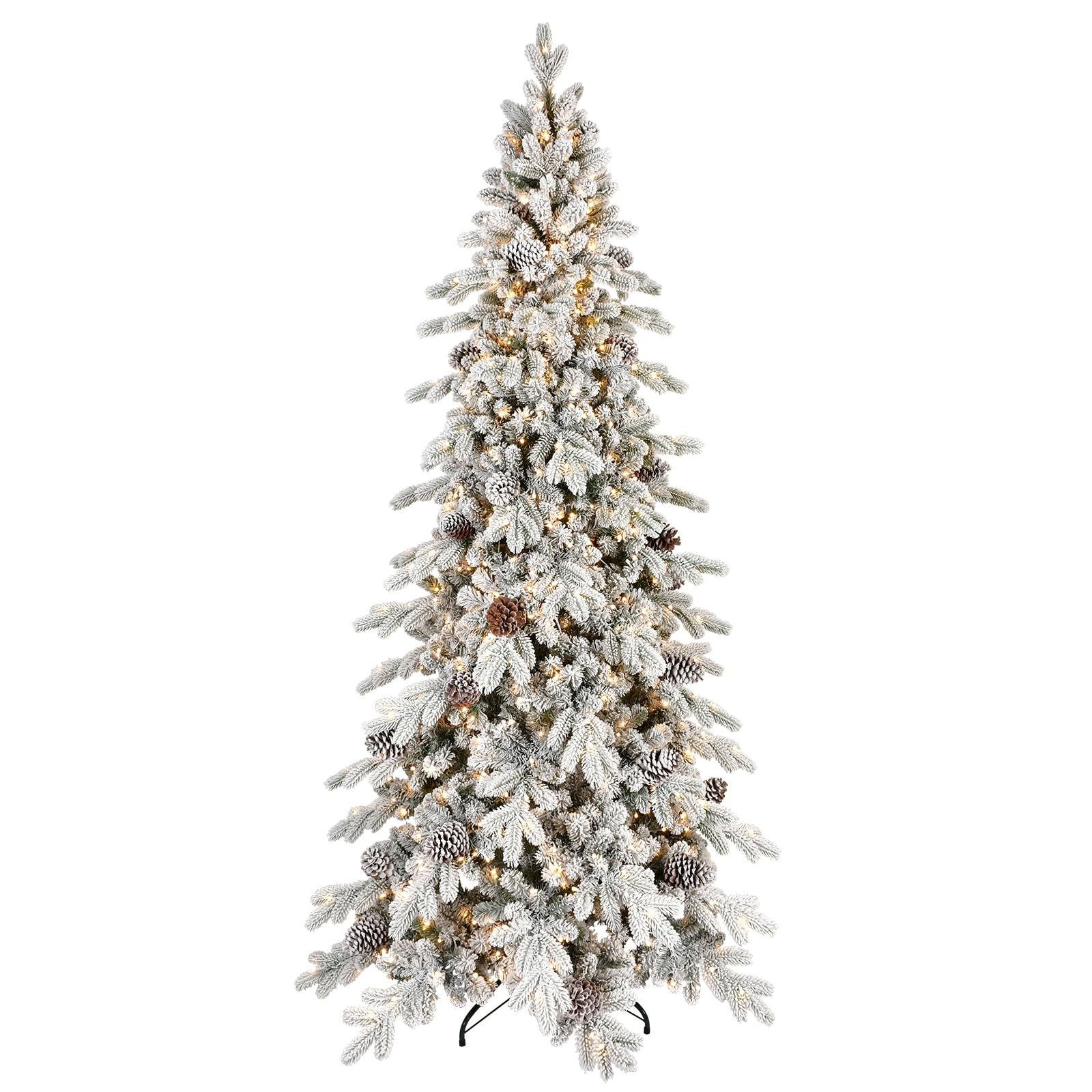 6.5 FT Pre-Lit Snow Flocked Slim Fir Christmas Tree with 1085 PE & PVC Mixed Branch Tips,Artifici... | Amazon (US)