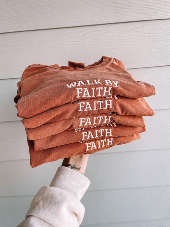 Embroidered Walk by Faith Tee  Walk by Faith Tshirt  - Etsy | Etsy (US)