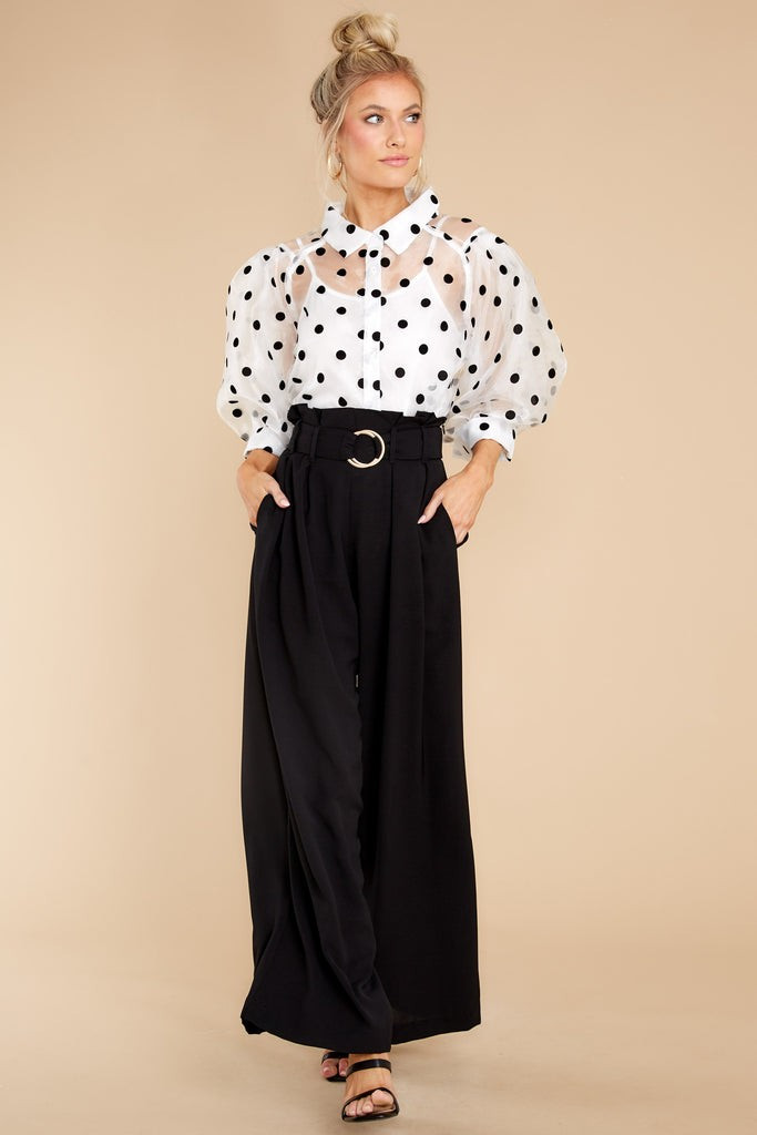 The Rare One White Polka Dot Top | Red Dress 