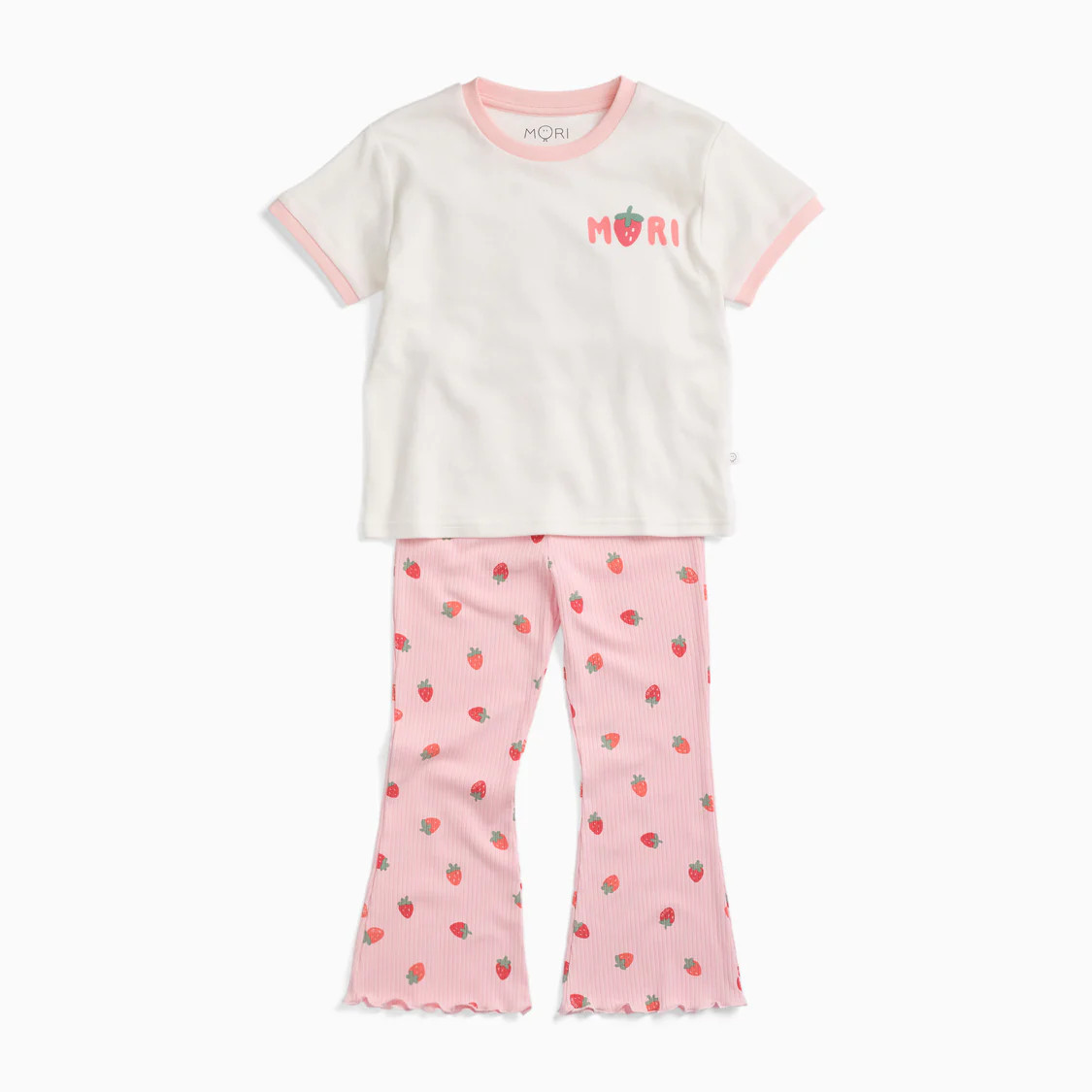 Sweet Strawberry  Oversized Tee & Ribbed Flared Pants Outfit | Baby Mori (US)
