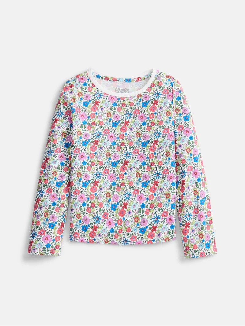 Wonder Nation Girls Kid Tough Tee with Long Sleeves, Sizes 4-18 & Plus | Walmart (US)