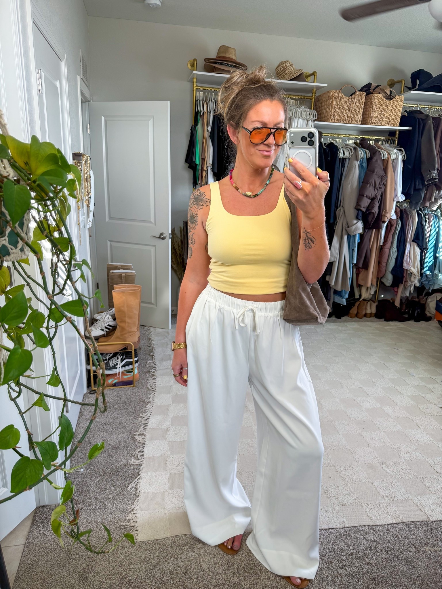 Spring and/or spring break outfit! 🌻the length of these pants!?!? 👏🏻👏🏻
Wearing a US 10, can size down, come in 3 colors! Large top, 11 wide sandals 

#LTKTall #LTKOver40