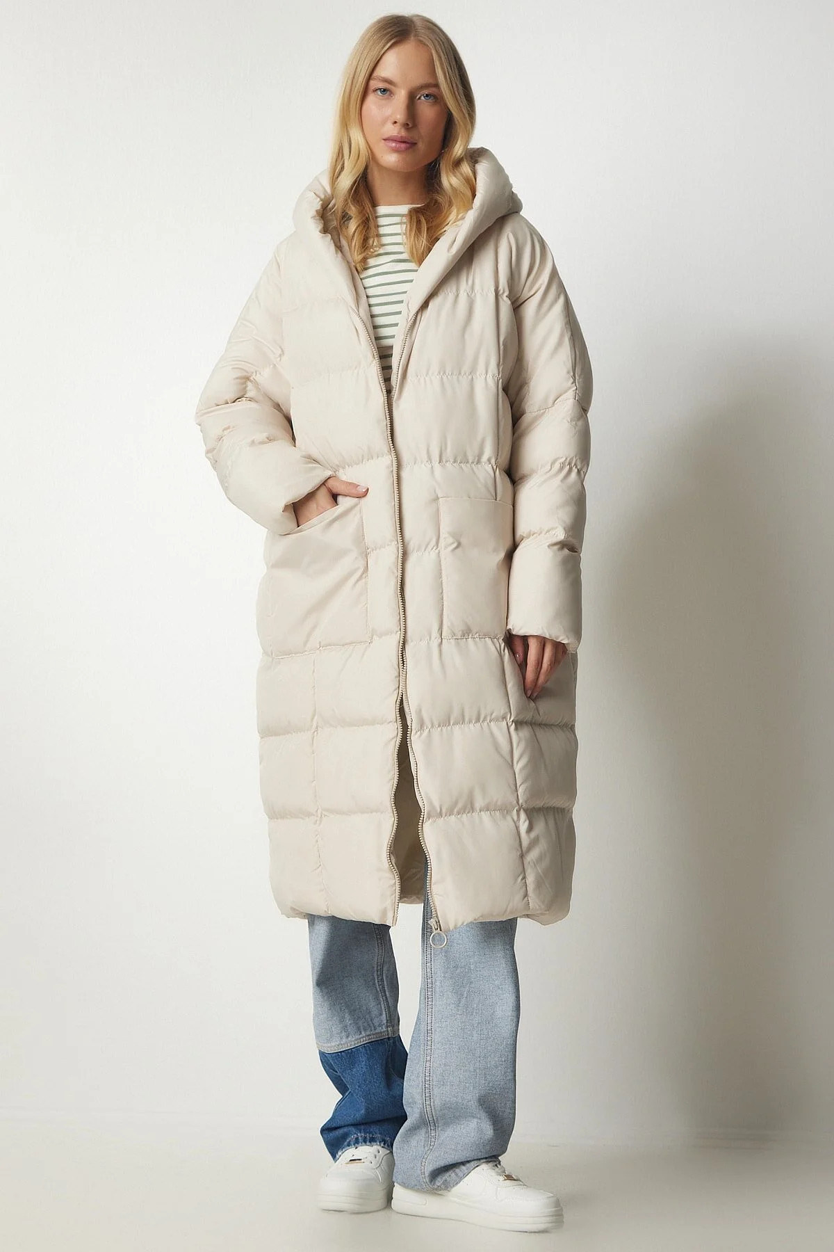 Happiness İstanbul Mantel - Grau - Puffer Fast ausverkauft | Trendyol DE
