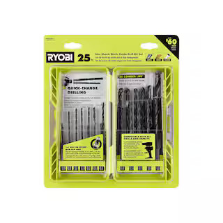 RYOBI Black Oxide Hex Shank Twist Drill Bit Set (25-Piece) A972502 - The Home Depot | The Home Depot