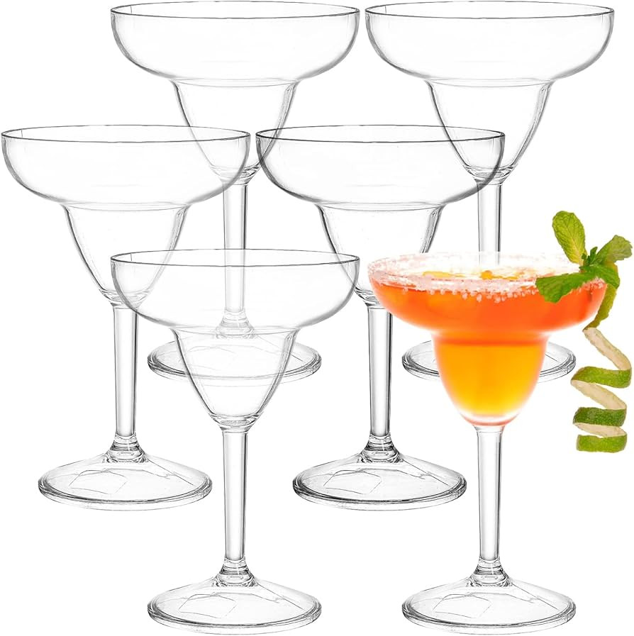 Suwimut Set of 6 Unbreakable Stemmed Margarita Glasses - 10oz Plastic Margarita Glasses Shatterpr... | Amazon (US)