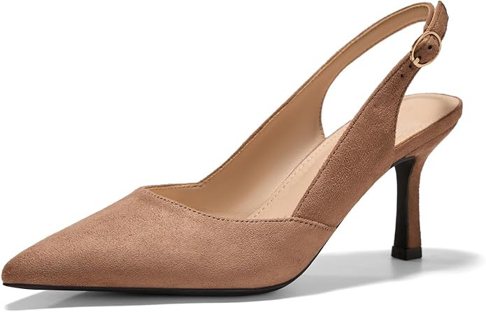 Womens Slingback Kitten Heels Closed Pointed Toe Pumps Dress Shoes | Amazon (US)