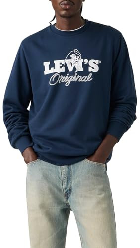 Levi's Men's Standard Graphic Crewneck, (New) Dress Blues, Large Standard | Amazon (US)