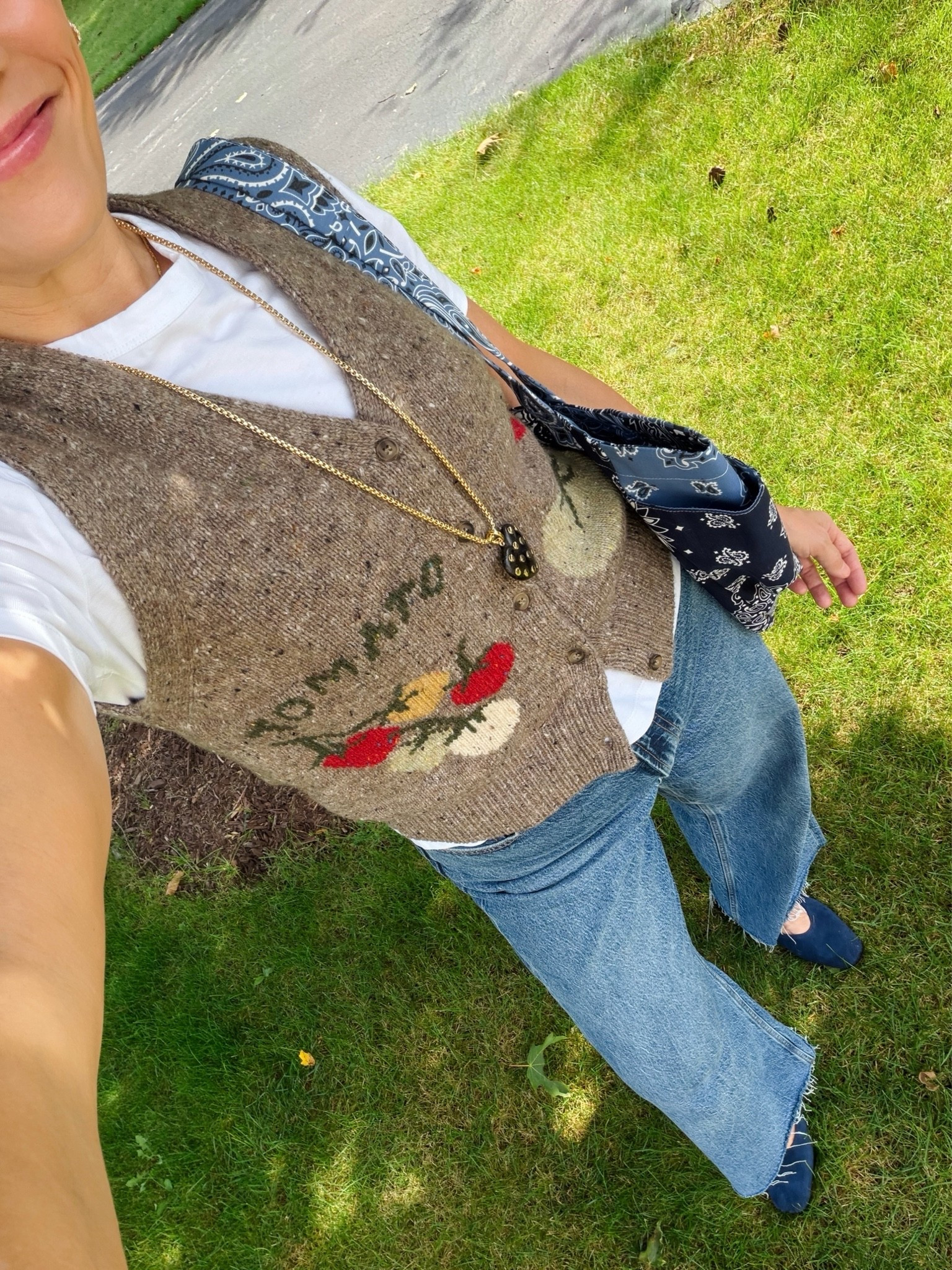 Sunday! I sized up one in the Pistola jeans for an easy fit, wearing crop length (5'3") How fun is this ASTR The Label vest!?! (wearing my reg size small) Layered over my go-to Madewell white tee, not too fitted or oversized so it's perfect for layering (wearing my reg size small) My Roxanne Assoulin necklace got a Fall upgrade and I couldn't pass it up! Can also be wrapped for a layered look. Call It By Your Name tote I've been drooling over for a long time was worth the wait. Madewell flats run small, I would size up half if I bought them again. The Ruched loafers run true to size (and are gorgeous in person!) xo, Claire

#LTKootd #LTKSeasonal #LTKOver40