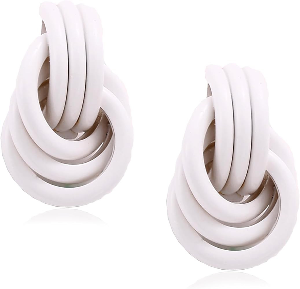 Chunky Gold Statement Earrings - Trendy, Fashion Knot Geometric Drop Dangle Earrings - Minimalist... | Amazon (US)