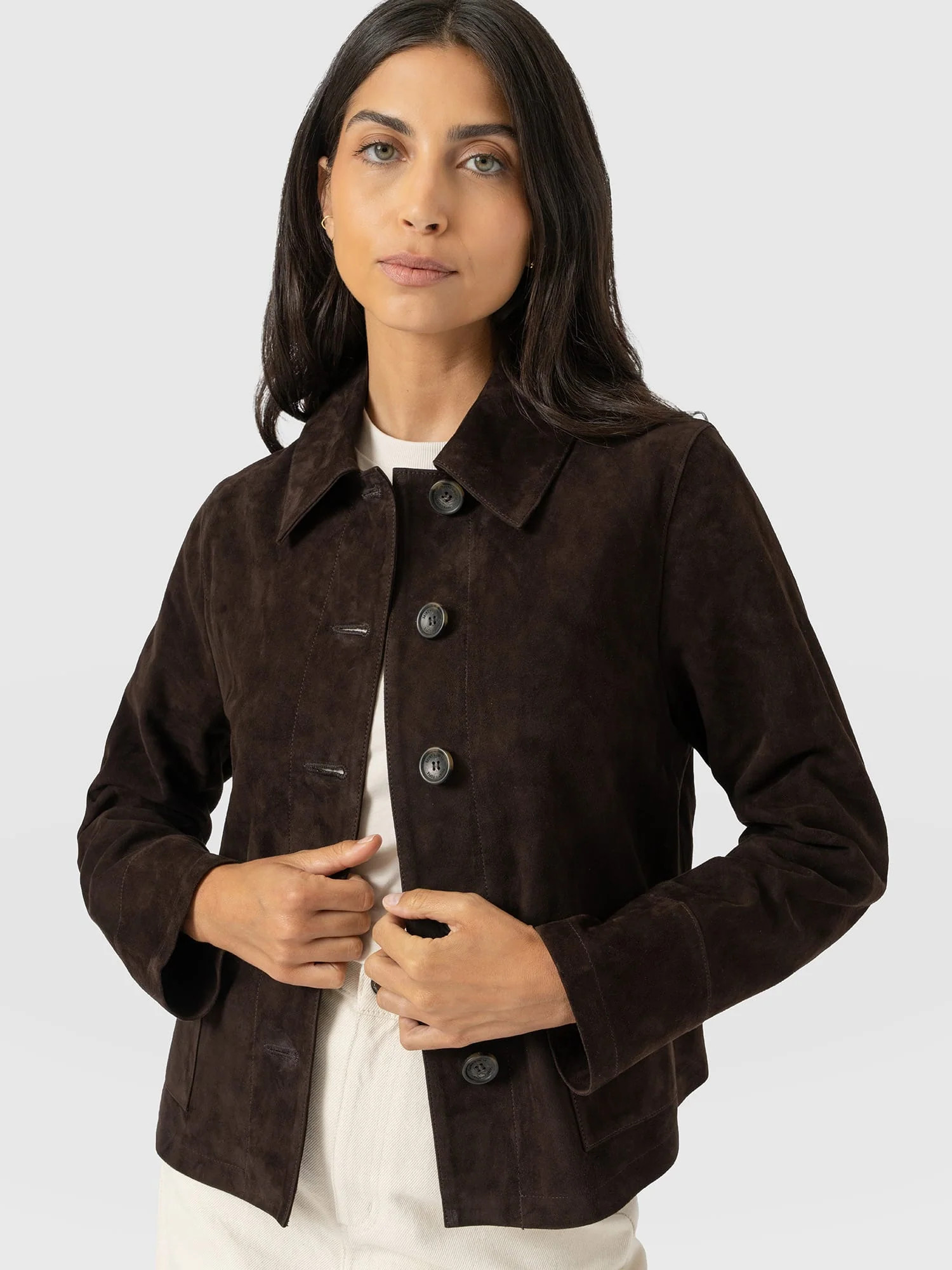 Arnette Shacket - Chocolate Suede | Saint + Sofia UK