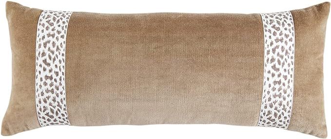 Mud Pie Brown Leopard Trim Pillow, 24" x 10", Lumbar | Amazon (US)