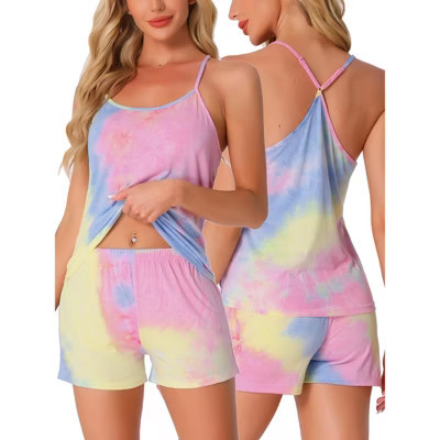 INSPIRE CHIC Women's Cotton Soft Modal Cami Top with Shorts with Pockets Pajama Set Yellow Large | Target