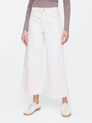High Rise Stripe Wide-Leg Crop Jeans | Gap Factory