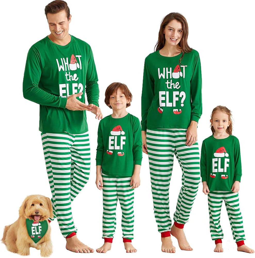 IFFEI Matching Family Pajamas Sets Christmas PJ's Letter Print Top and Plaid Bottom Sleepwear Jam... | Amazon (US)
