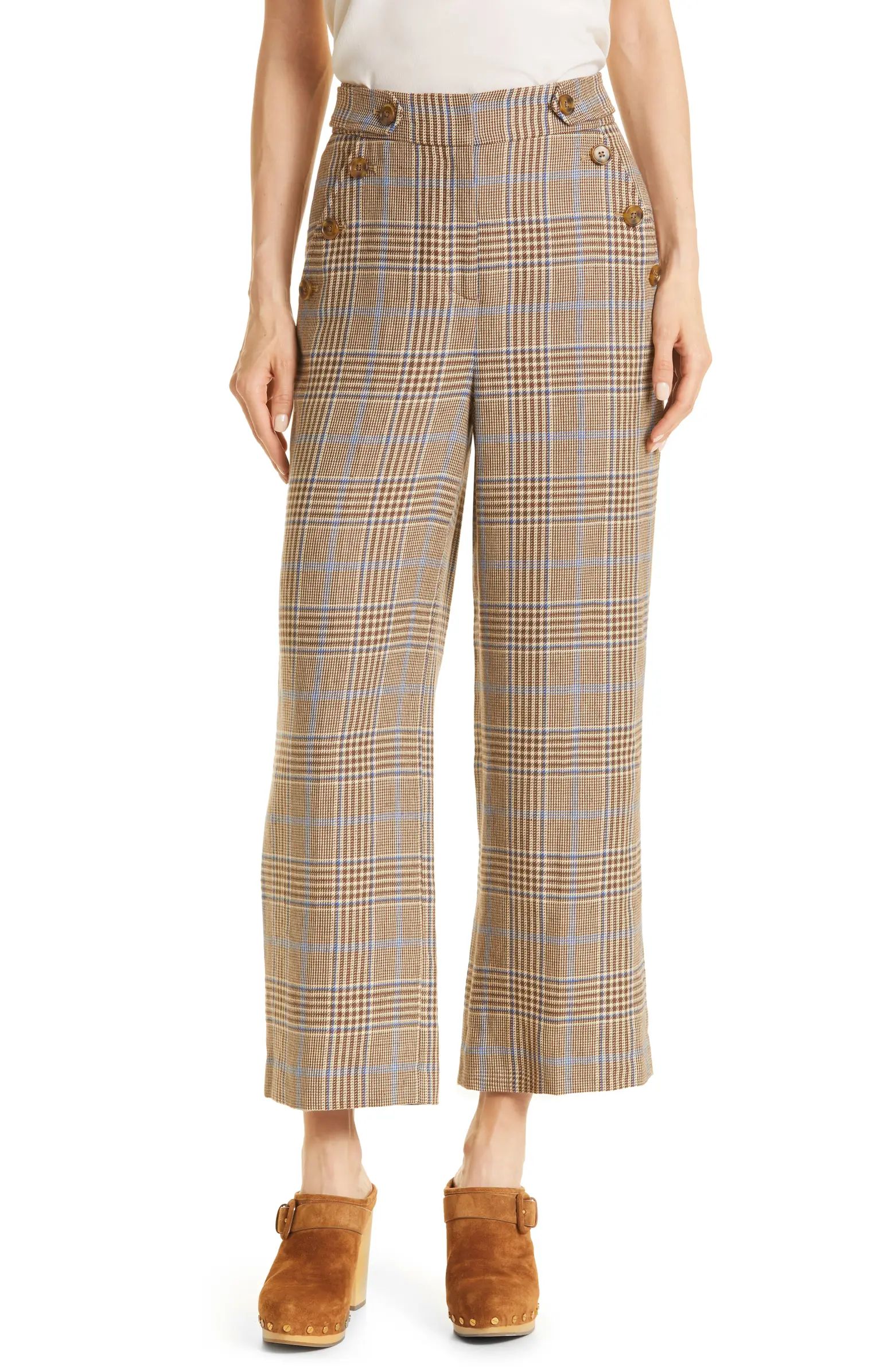 Hunter Linen & Cotton Glen Plaid Trousers | Nordstrom