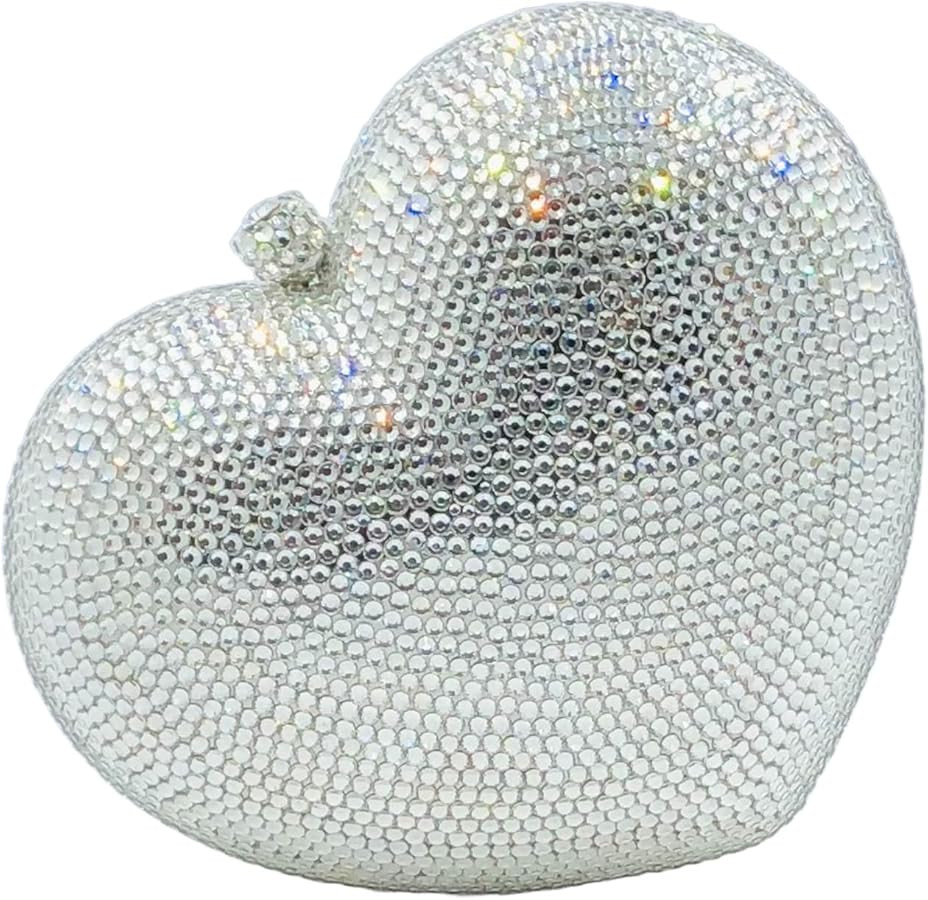 Boutique De FGG Heart Clutch Purses for Women Formal Crystal Evening Bags Rhinestone Clutch Party... | Amazon (US)