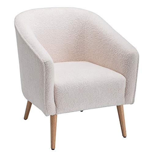 Amazon.com: WOVENBYRD Faux Shearling Barrel Accent Chair, Cream Faux Shearling : Home & Kitchen | Amazon (US)