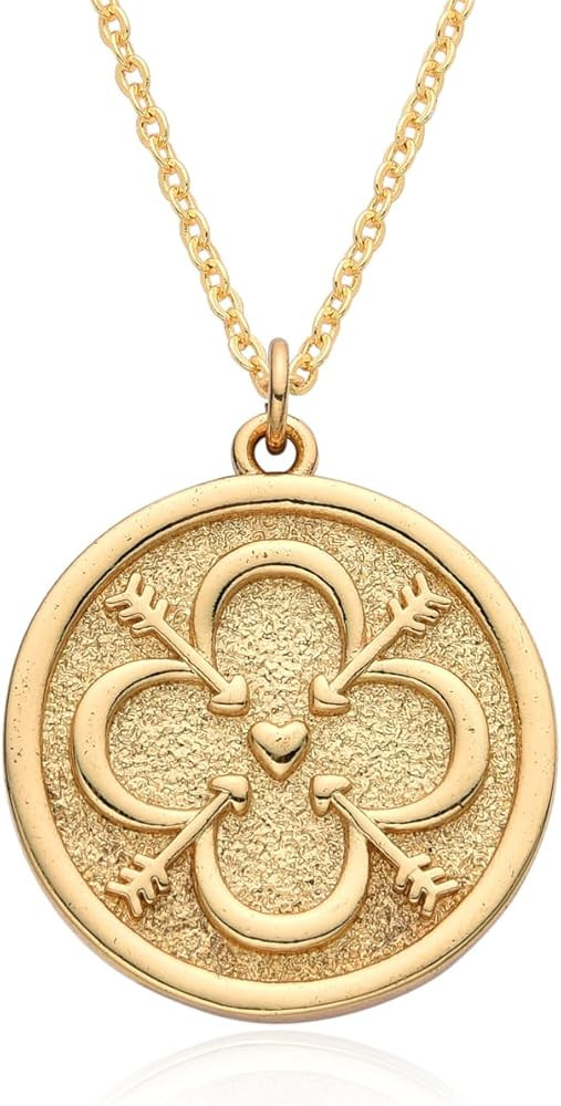 Dainty Necklace Initial Necklace For Women Round Moon star Clover Pendant Chain Coin Necklaces | Amazon (US)