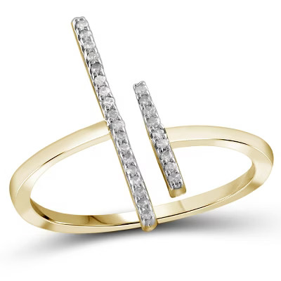 1/10 CT. T.W. Round-Cut White Diamond Prong Set Bar Ring in Gold Over Silver | Target