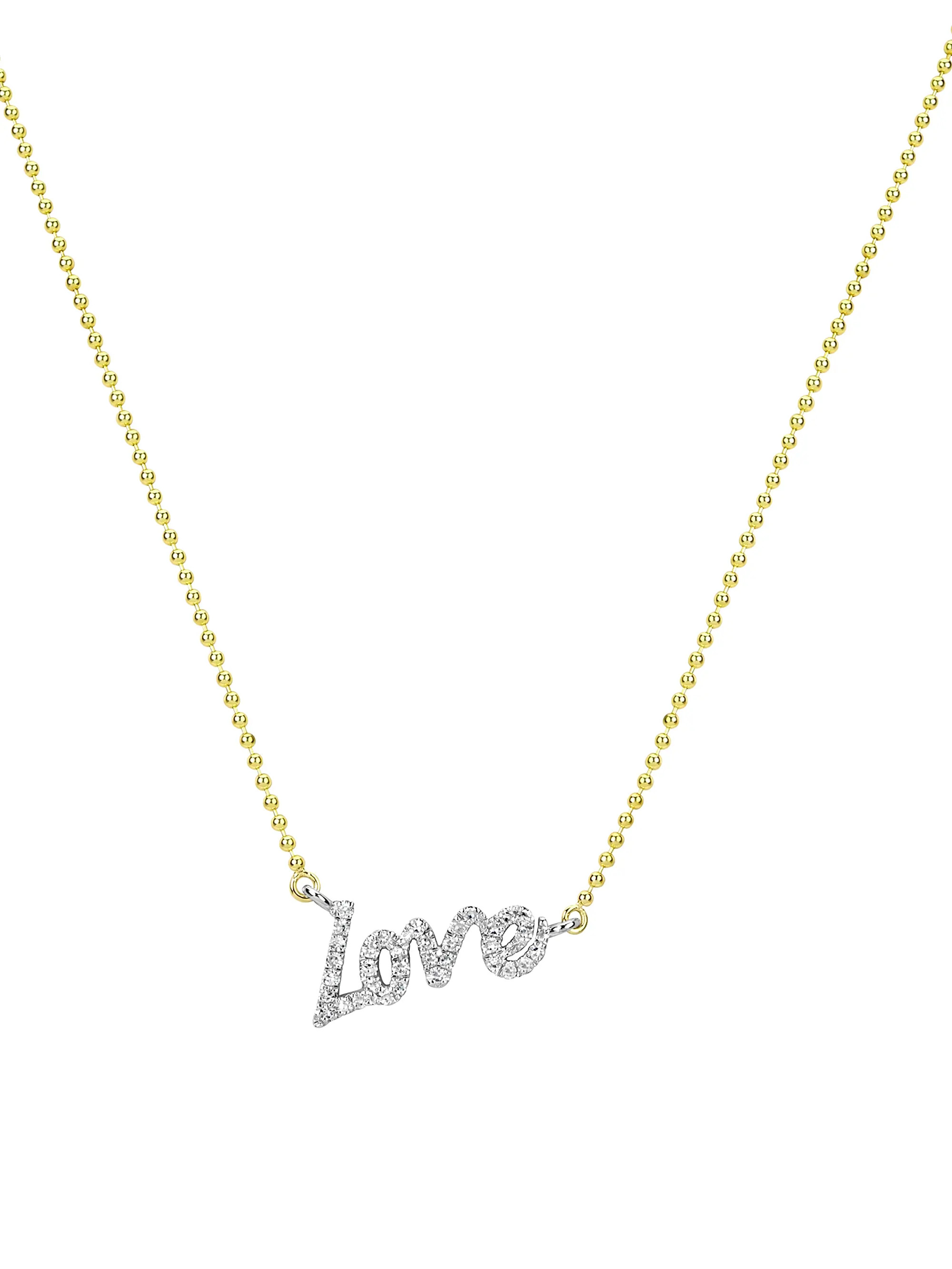Love Two-Tone 14K Gold & 0.10 TCW Diamond Pendant Necklace | Saks Fifth Avenue