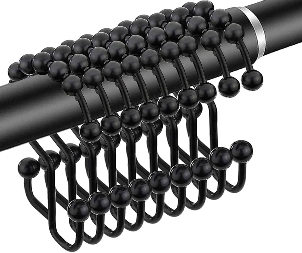 Shower Curtain Hooks with Double Different Heights Stainless Steel Rust-Resistant Easily-Glide Sh... | Amazon (US)