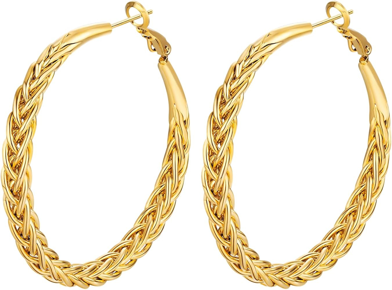 Twisted Hooop Earrings for Women - 14k Gold Plated with 925 Sterling Silver Post Lightweight&Hypo... | Amazon (US)