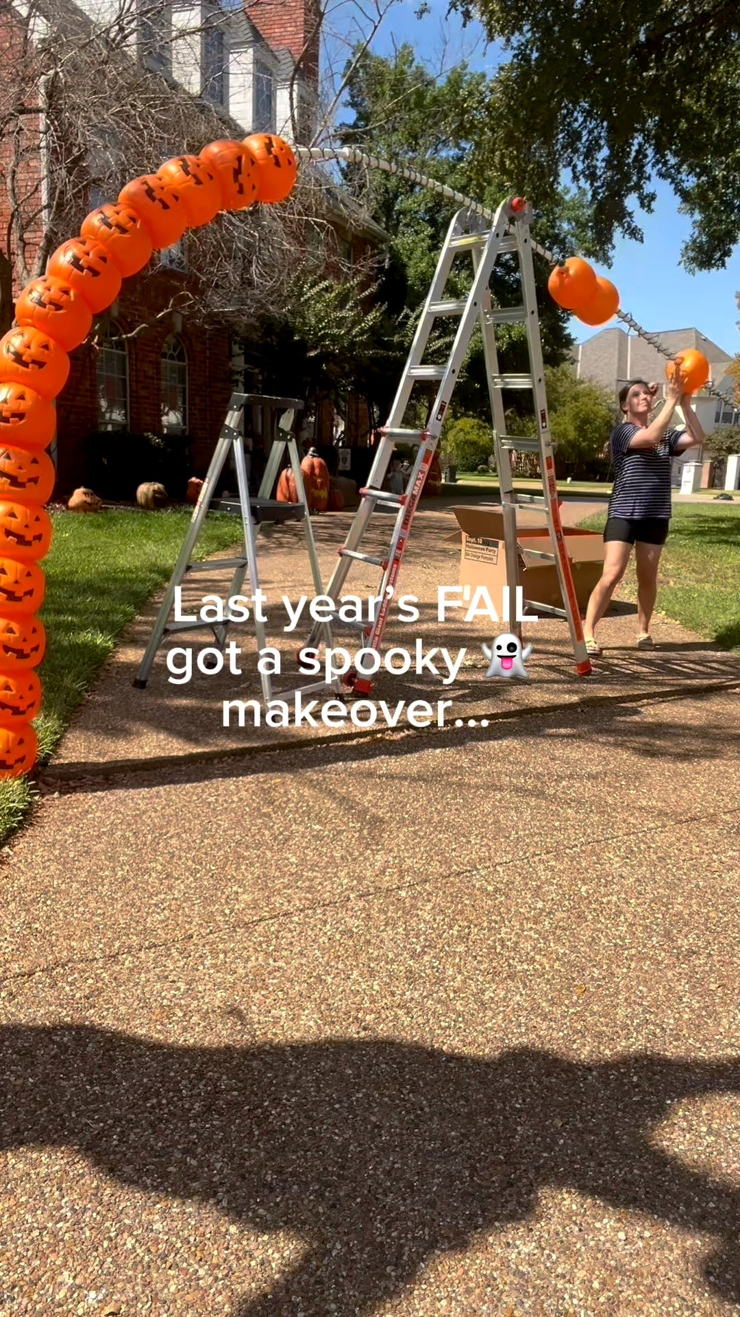 Last year we tried (and failed 😅) to make giant pumpkin arches over our driveway, but the buckets made it way too heavy and it all came tumbling down!

So this year, we reused those same pumpkin buckets but placed them at the base of each light-up arch instead, and it worked perfectly! 🎃🖤

It was way easier, less time-consuming, and still gives that fun, over-the-top holiday vibe we love.

If you love festive DIYs and frugal holiday fun, you’re in the right place! make sure to follow @makingfrugalfun for more ideas like this! 👻

✨ Supplies for Each Arch:
• (3) ¾” x 10 ft PVC pipes
• (2) ¾” PVC-lock couplings
• (1) 300-count multicolor light strand (any color you like!)
• Zip ties to secure lights
• (2) ½” rebar rods cut to 3 ft (hammer about 1 ft into the ground)
• Pumpkin buckets for each side of the archway 🎃

💡 Tip: Stick the rebar into the ground, slide the PVC pipes over the top, connect the couplings, and zip tie the lights on before placing your pumpkin buckets at the base!

👉 Comment ARCH and I’ll send you the full supply list + links to shop!

🎃 Follow @makingfrugalfun for more easy, budget-friendly holiday DIYs that make your home festive without spending a fortune!

#DIYHalloweenDecor #HalloweenDIY #MyTHD #HomeDepotCreator @homedepot #OutdoorHalloweenDecor #PumpkinBucketDIY #HalloweenFrontYard #SpookySeasonDecor #HomeDepotFinds #MakingFrugalFun #HolidayDIY #HalloweenOnABudget #FrontYardDecor #SpookyFrontPorch #BudgetFriendlyDIY #DrivewayArches #HalloweenHomeDecor #FallDecorIdeas #MomsWhoDIY #HalloweenInspo #FrugalHomeDecor