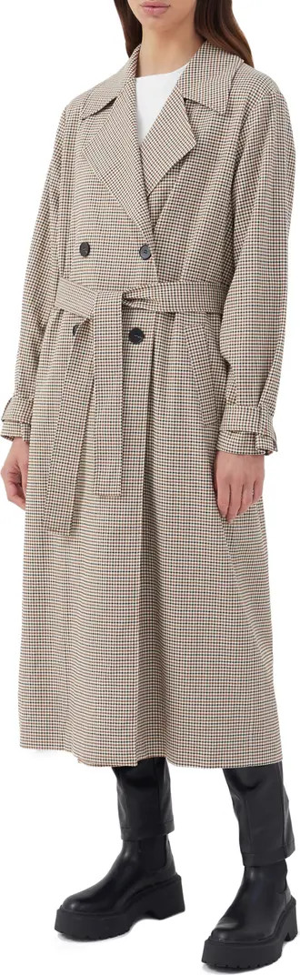 4th & Reckless Chica Check Longline Trench Coat | Nordstrom | Nordstrom