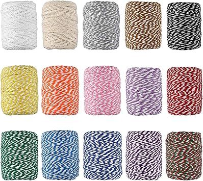 HULISEN Colourful Bakers Twine, 15 Rolls 2mm Cotton String for Artworks, DIY Crafts, Plant Hanger... | Amazon (US)