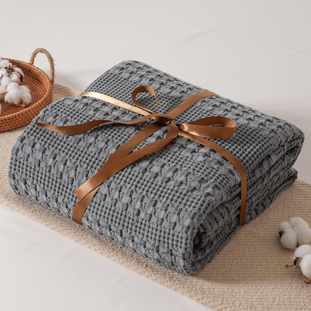 David's Home 100% Cotton Waffle Weave Throw Bed Blanket King Size, Lightweight Breathable Soft Lu... | Amazon (CA)