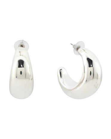 Made In Israel Sterling Silver Electroform Open Hoop Earrings | TJ Maxx