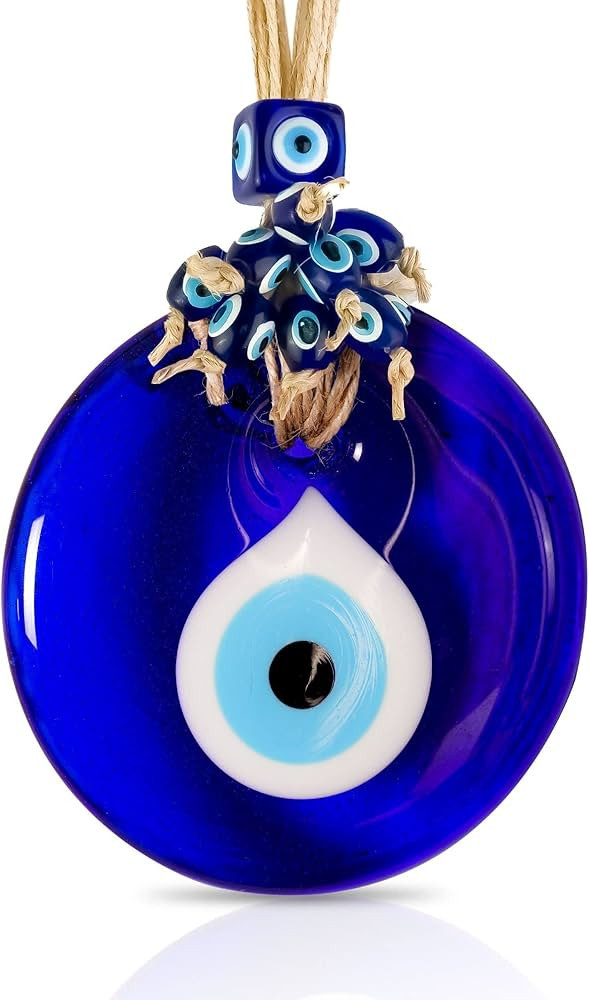 BCS Blue Evil Eye Decor Home Wall Hanging 4" Glass Handmade Turkish Nazar Amulet Good Luck and Pr... | Amazon (US)